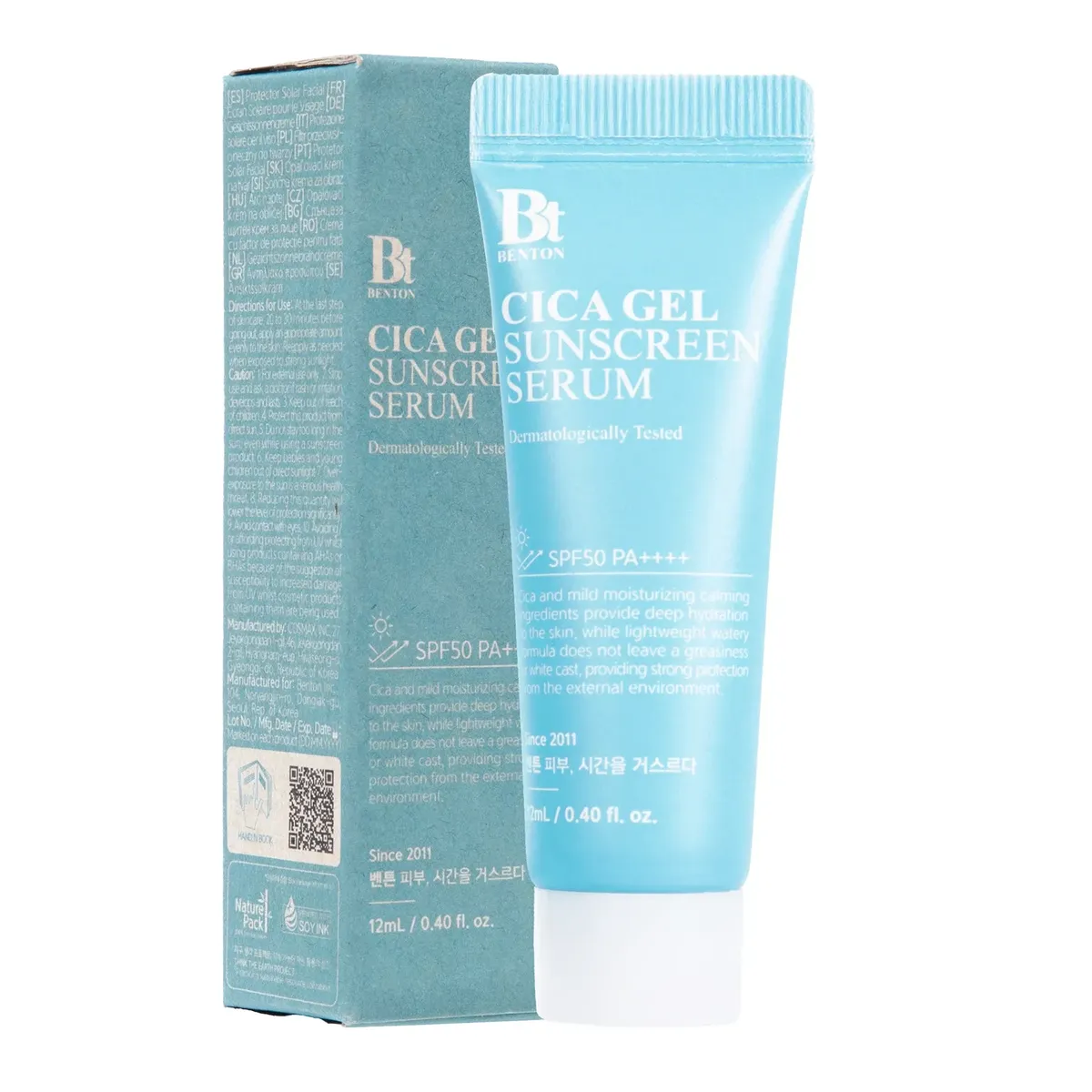 Увлажняющая солнцезащитная крем-сыворотка с центеллой Benton CICA Gel Sunscreen Serum SPF50 PA++++ 12 мл, Миниатюра