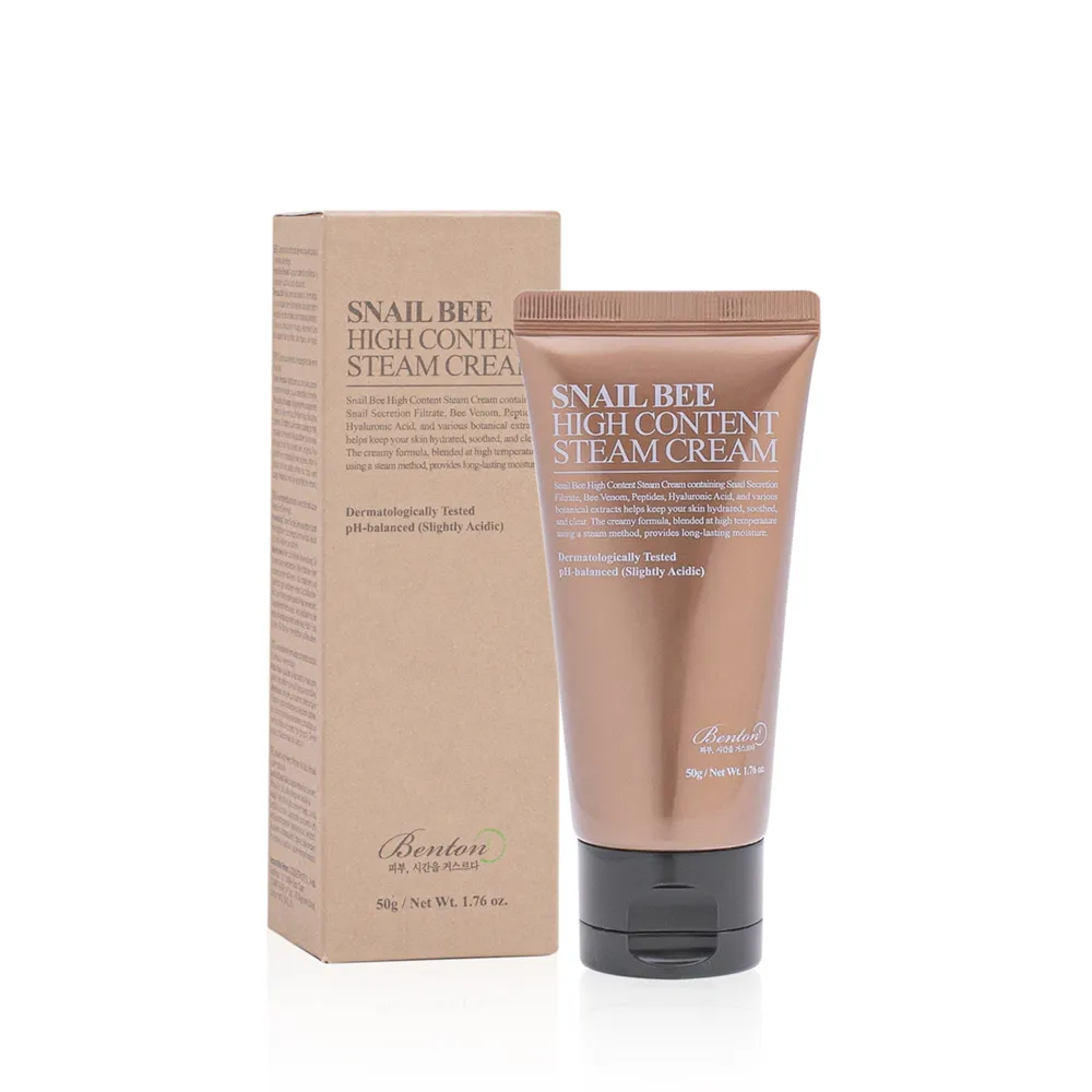 Крем з муцином равлика і бджолиною отрутою Benton Snail Bee High Content Steam Cream 1.2 г, Саше (Тестер)