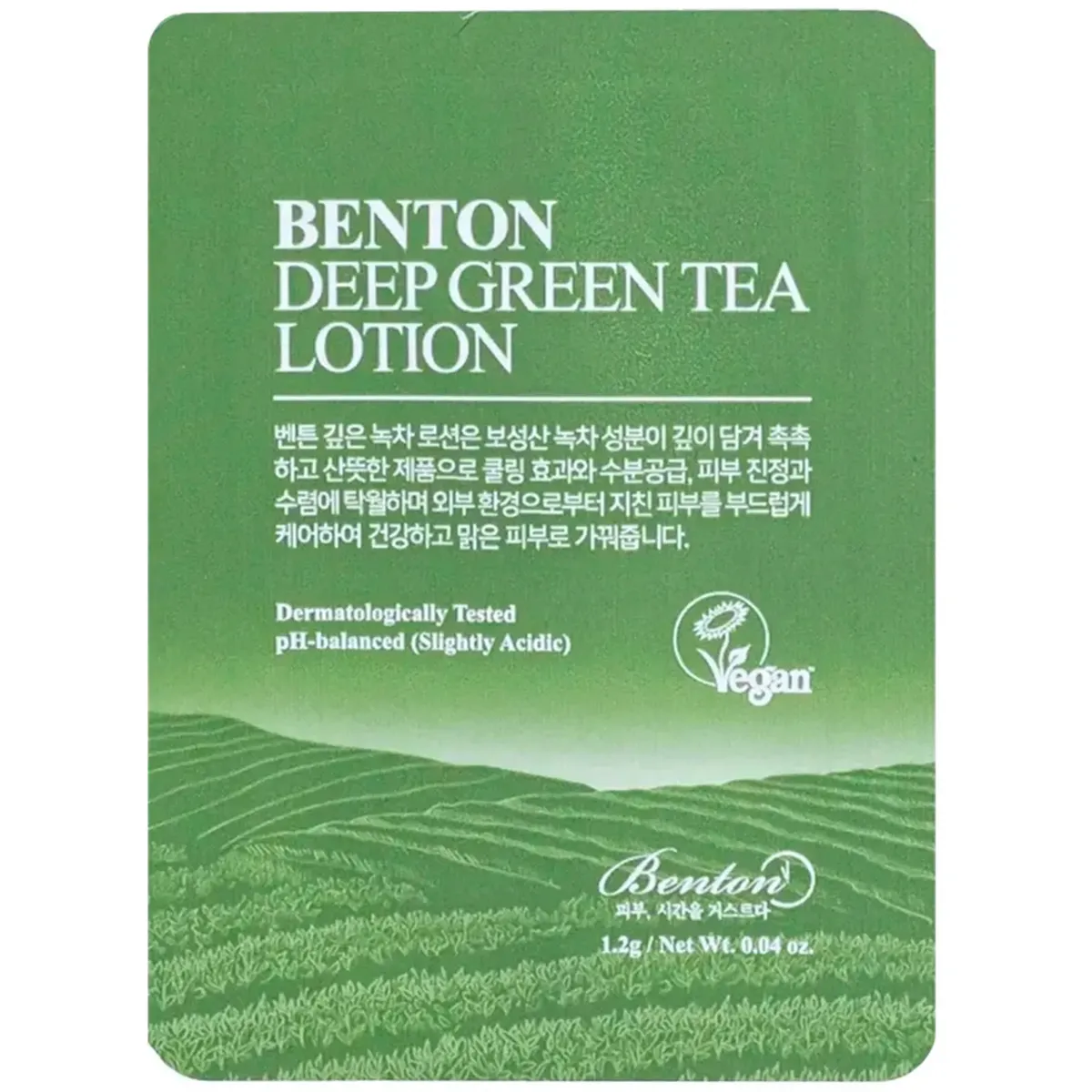 Легкий успокаивающий крем гель с зеленым чаем Benton Deep Green Tea Lotion 1.2 г Пробник