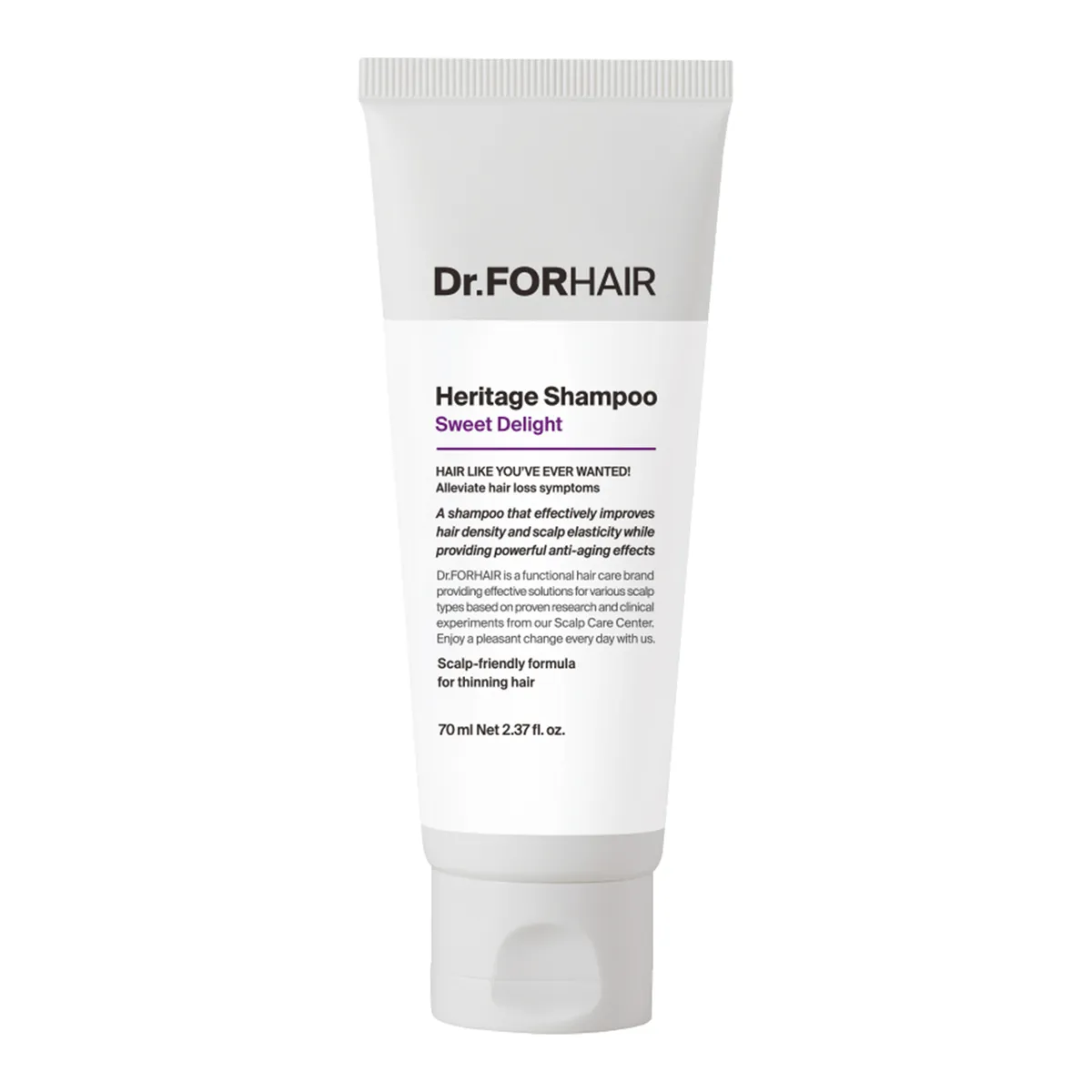Антивозрастной шампунь для ослабленной кожи головы и тонких волос Dr.FORHAIR Heritage Shampoo Sweet Delight 70 мл, Миниатюра