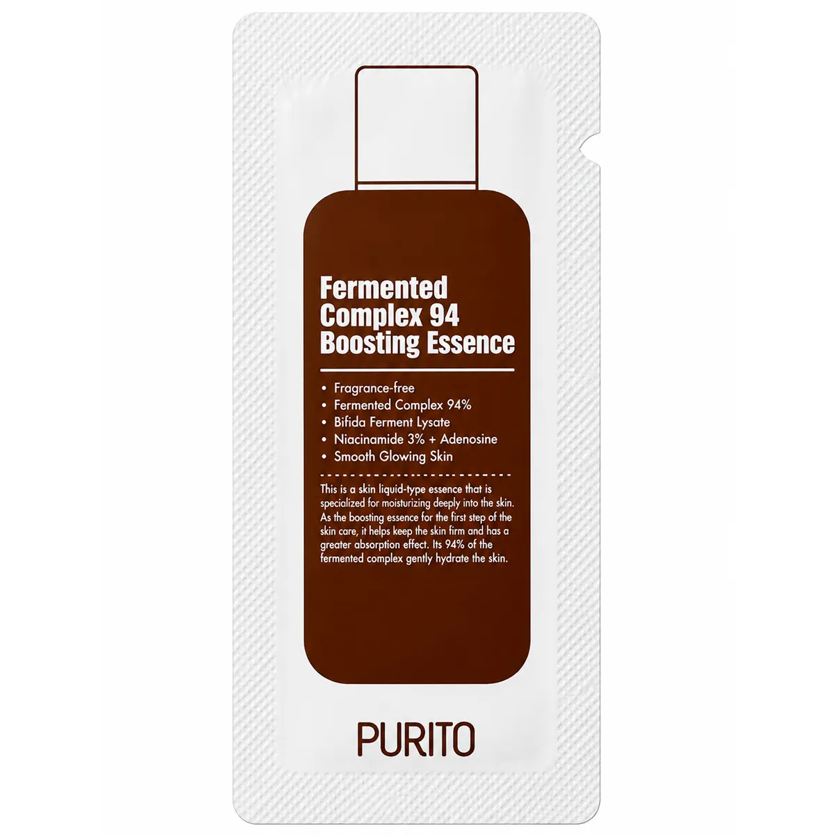 Бустер-эссенция с ферментированным комплексом и ниацинамидом Purito Seoul Fermented Complex 94 Boosting Essence 1.2 г, Саше (Тестер)