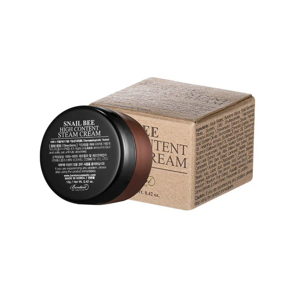 Крем з муцином равлика і бджолиною отрутою Benton Snail Bee High Content Steam Cream 1.2 г, Саше (Тестер)