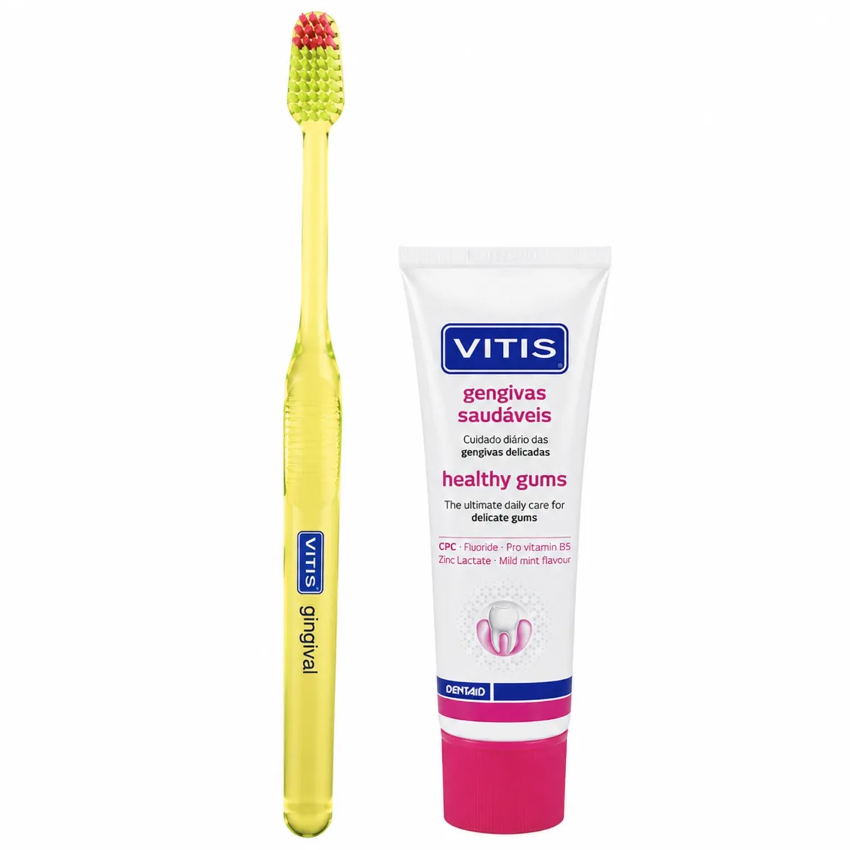 Набір для ротової порожнини зубна щітка VITIS GINGIVAL з пробником зубної пасти VITIS HEALTHY GUMS Dentaid 2 в 1