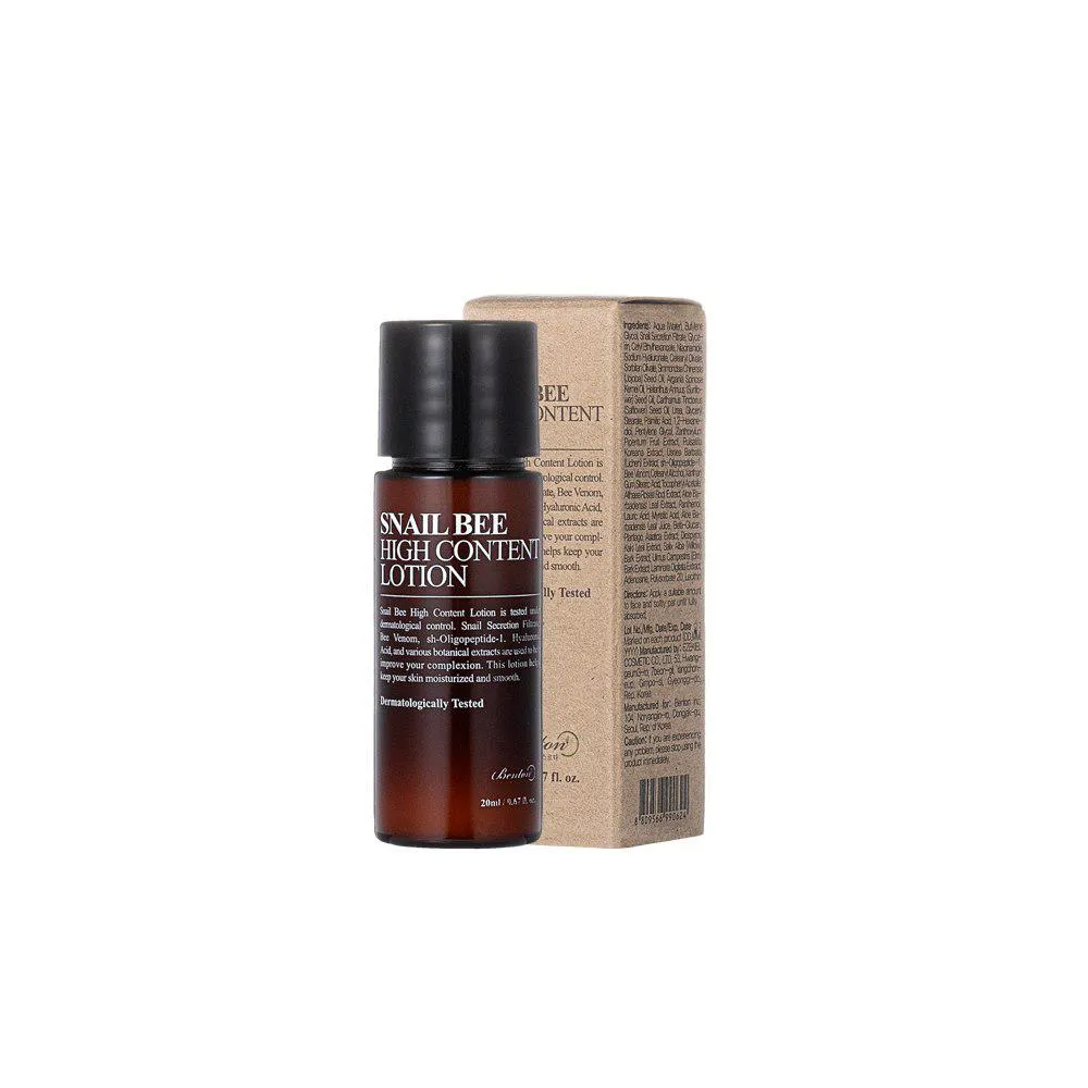 Денний лосьйон з муцином равлика і бджолиною отрутою Benton Snail Bee High Content Lotion 20 мл Мініатюра