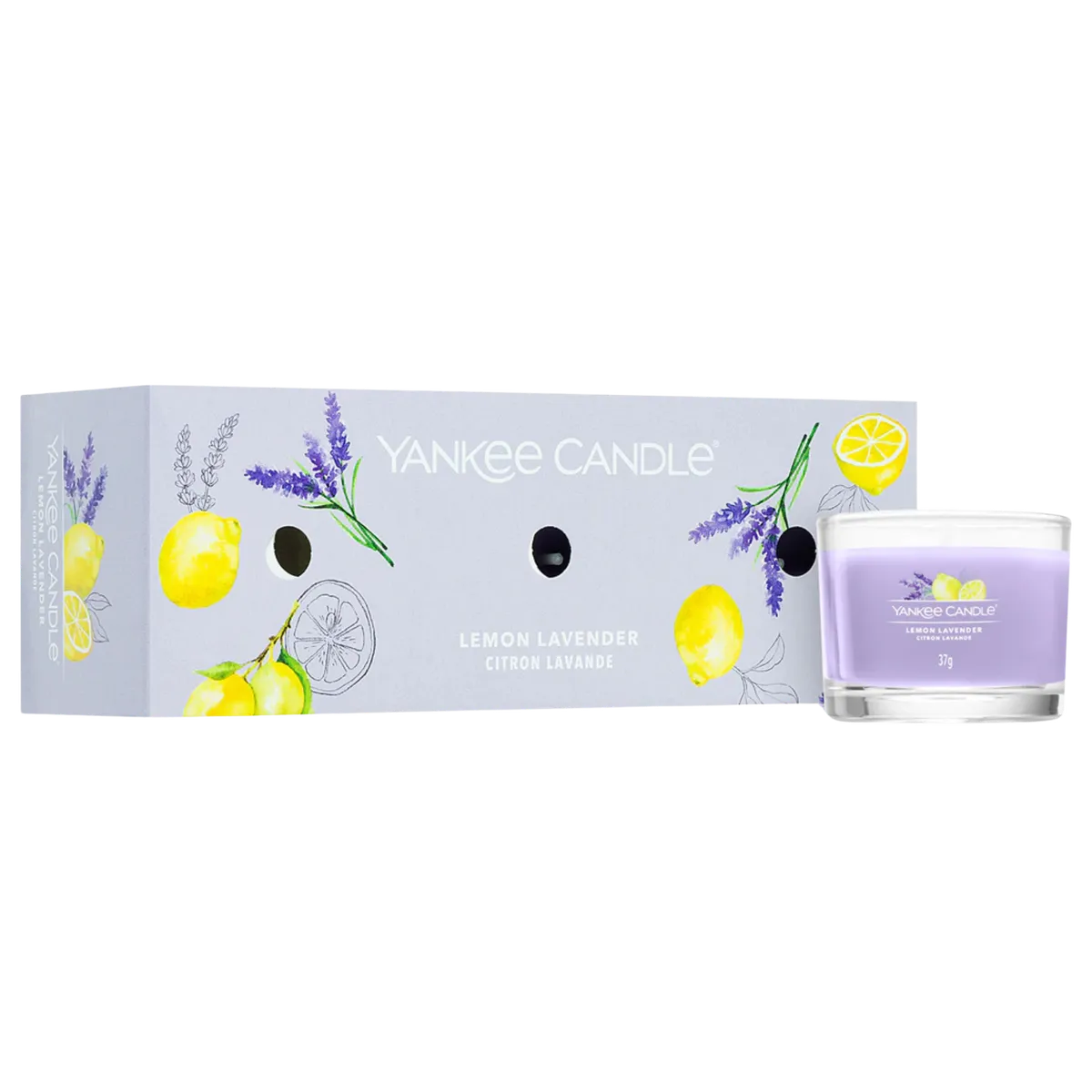 Подарочный набор с 3 свечей "Лимонная Лаванда" Lemon Lavender Yankee Candle 3 шт * 37 г