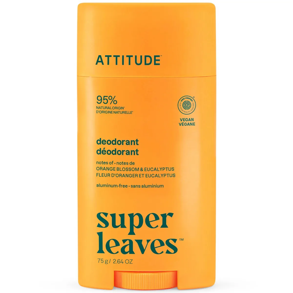 Дезодорант „Цветок апельсина и Эвкалипт“ Super leaves Attitude Deodorant Aluminum-free Orange Blossom & Eucalyptus 75 мл