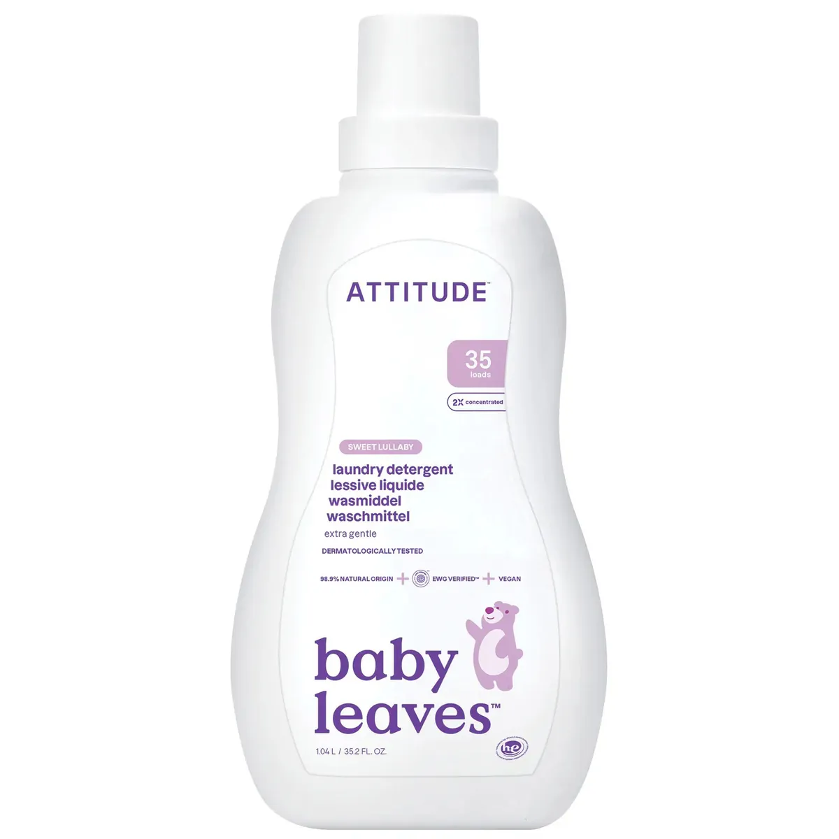 Рідкий засіб для прання дитячих речей "Солодка колискова" Attitude Baby Leaves Laundry Detergent Sweet Lullaby 1050 мл