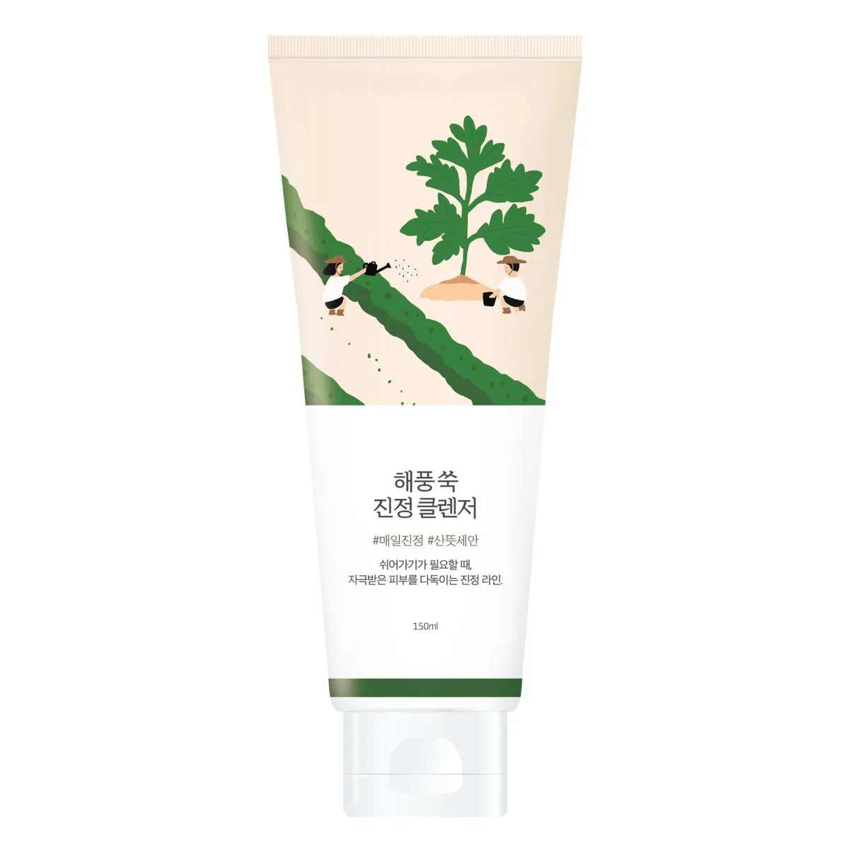 Успокаивающая очищающая пенка с морской полынью ROUND LAB Mugwort Calming Cleanser 150 мл