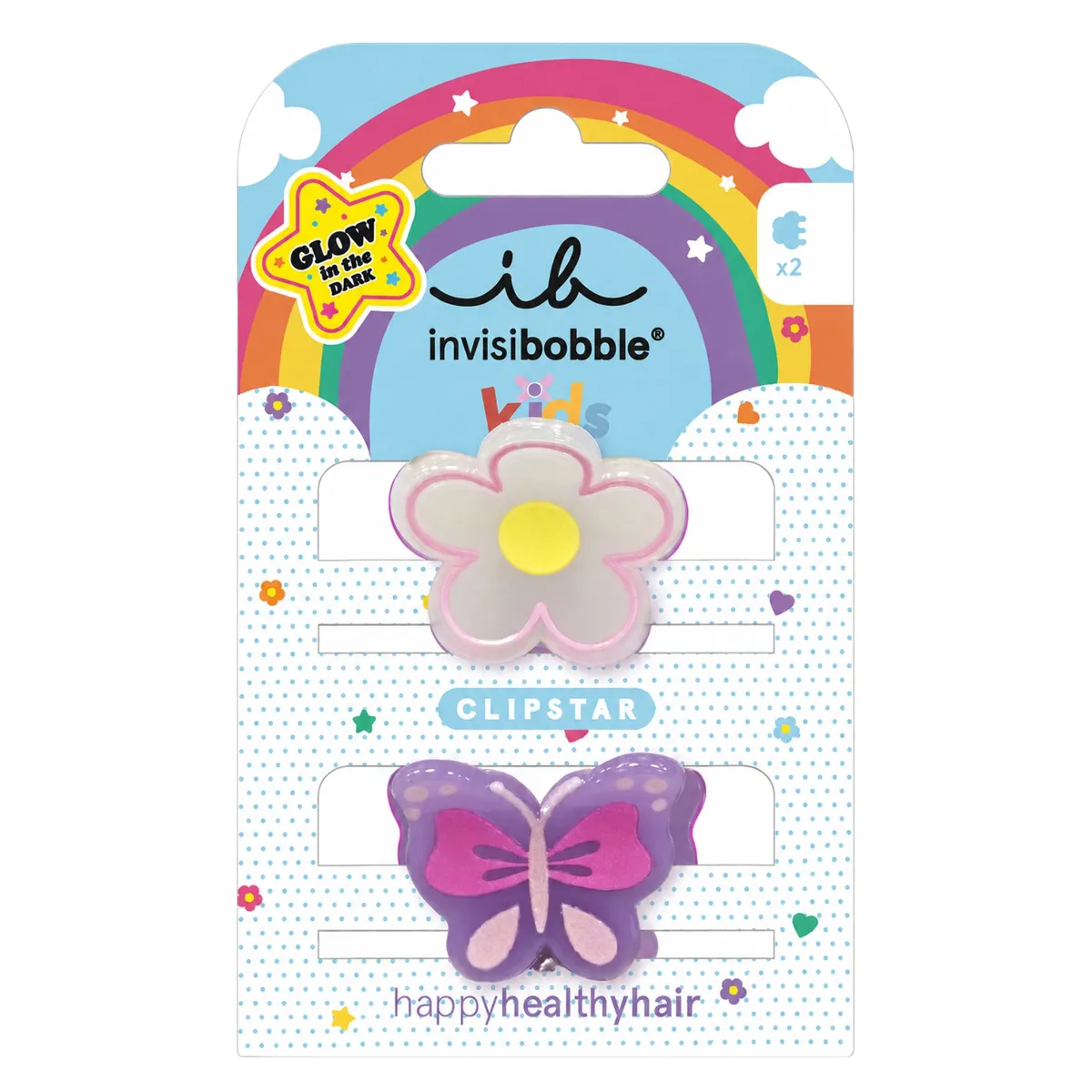 Набор детских заколок для волос Invisibobble Clipstar Glow Kids Happy Flower 2 в 1