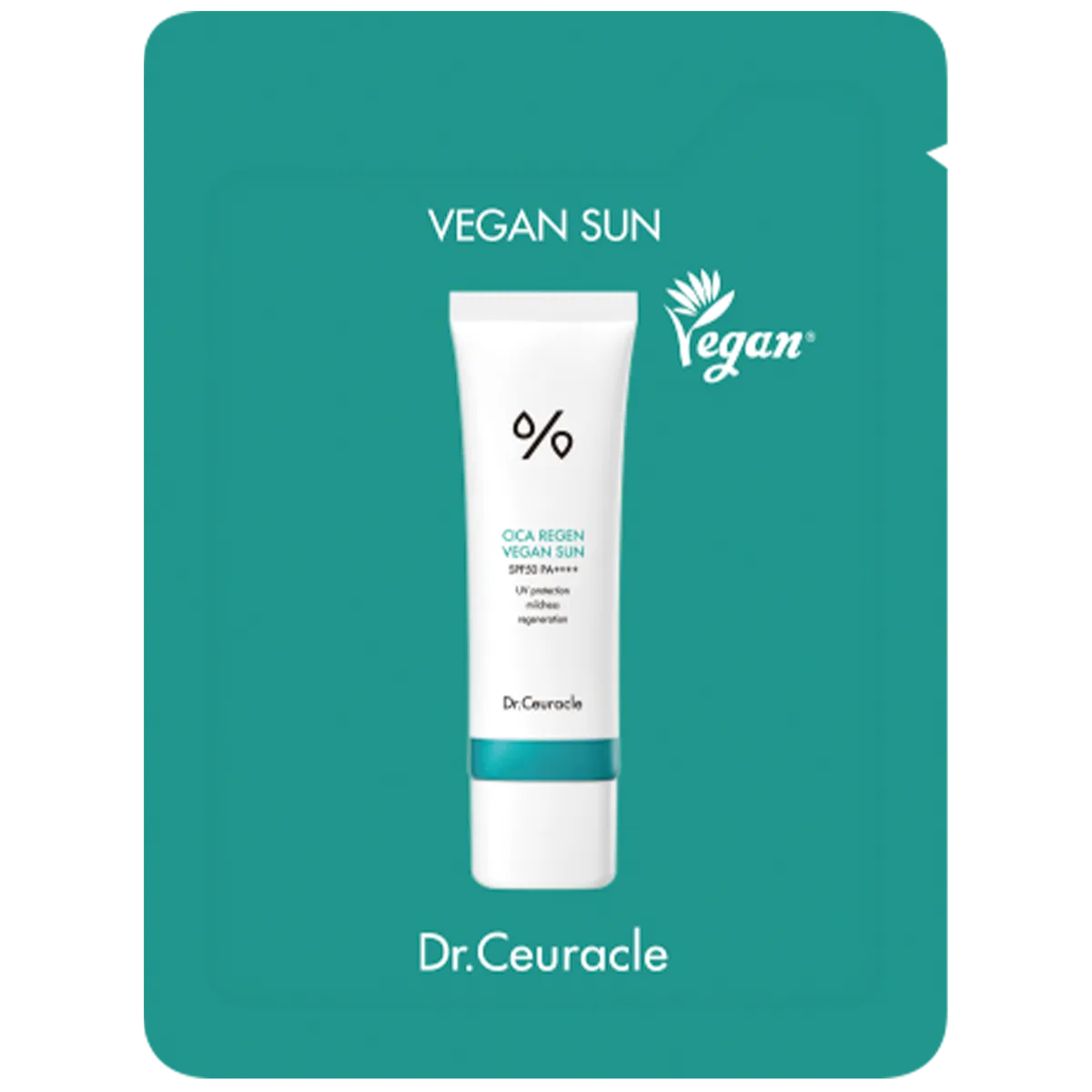 Солнцезащитный веганский крем с центеллой Dr.Ceuracle Cica Regen Vegan Sun SPF50+ PA++++ 2 мл Саше (Тестер)