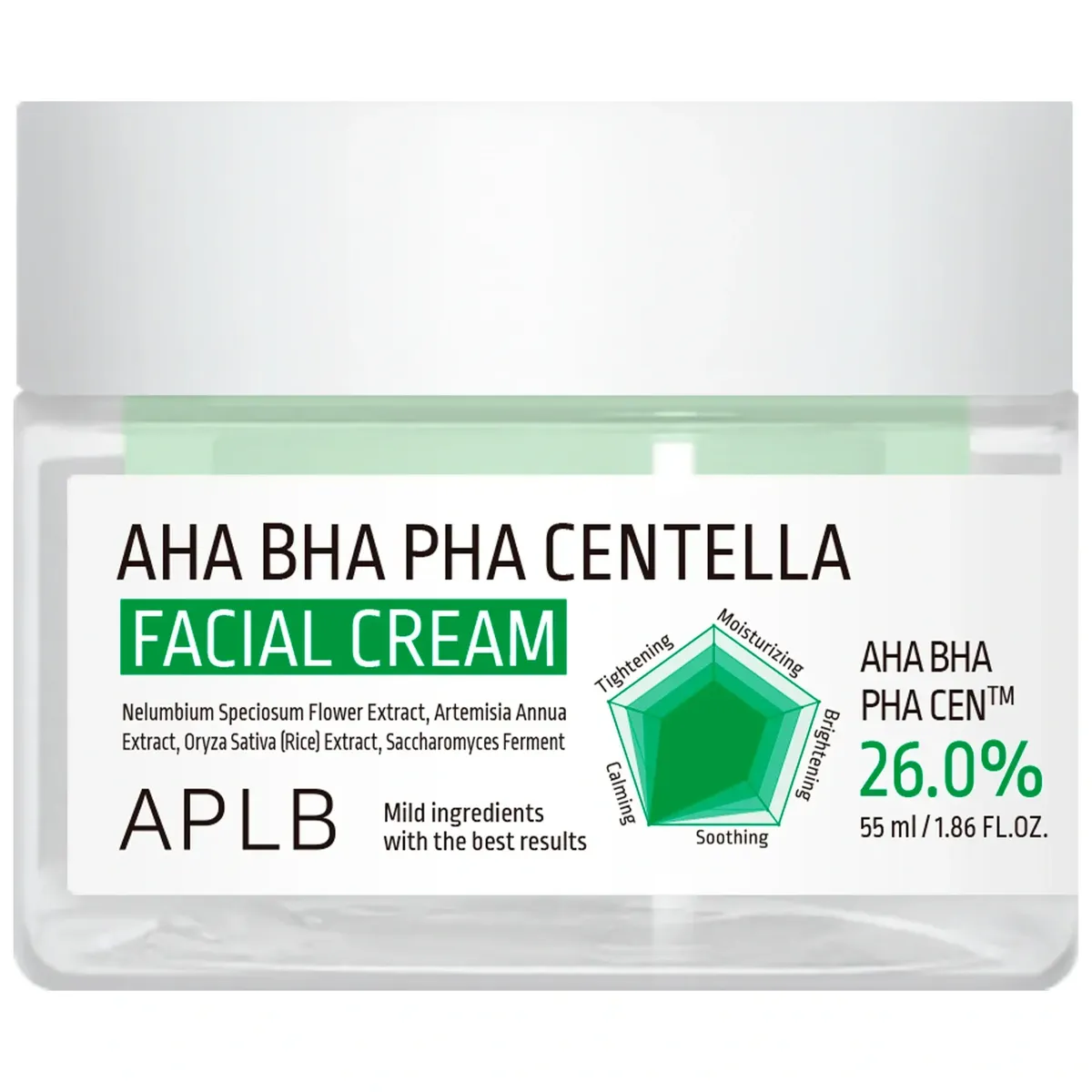 Крем для проблемной кожи с AHA, BHA, pHA и центеллой азиатской APLB AHA BHA pHA Centella Facial Cream 55 мл
