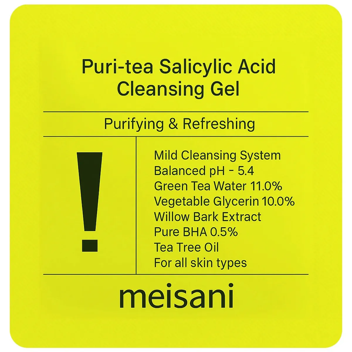 Гель для умывания с салициловой кислотой Meisani Puri-Tea Salicylic Acid Cleansing Gel Тестер, 2 мл