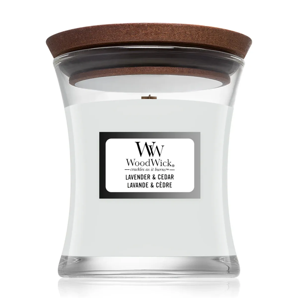 Ароматическая свеча с ароматом кипариса, перца и лимона Woodwick Lavender & Cedar 85 г