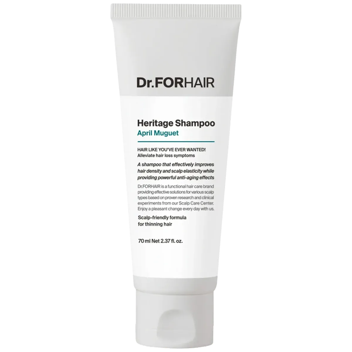 Антивозрастной шампунь для ослабленной кожи головы и тонких волос Dr.FORHAIR Heritage Shampoo April Muguet 70 мл, Миниатюра