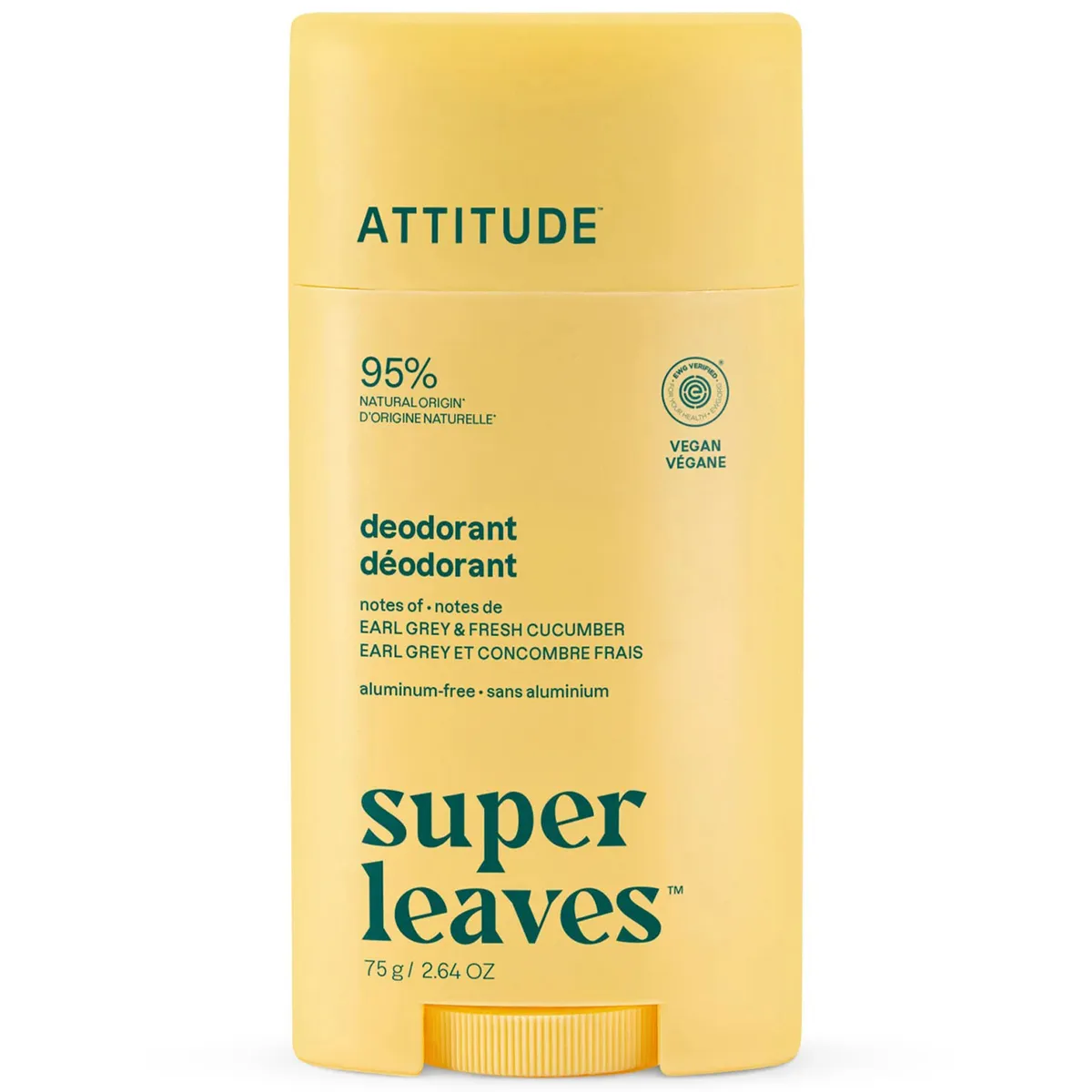 Дезодорант "Эрл грей и Свежий огурец" Super leaves Attitude Deodorant Aluminum-free Earl Grey & Fresh Cucumber 75 мл