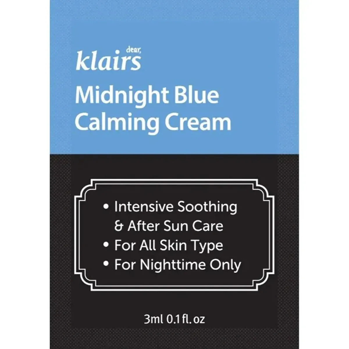 Заспокійливий крем для обличчя Dear Klairs Midnight Blue Calming Cream 3 г, Саше (Тестер)