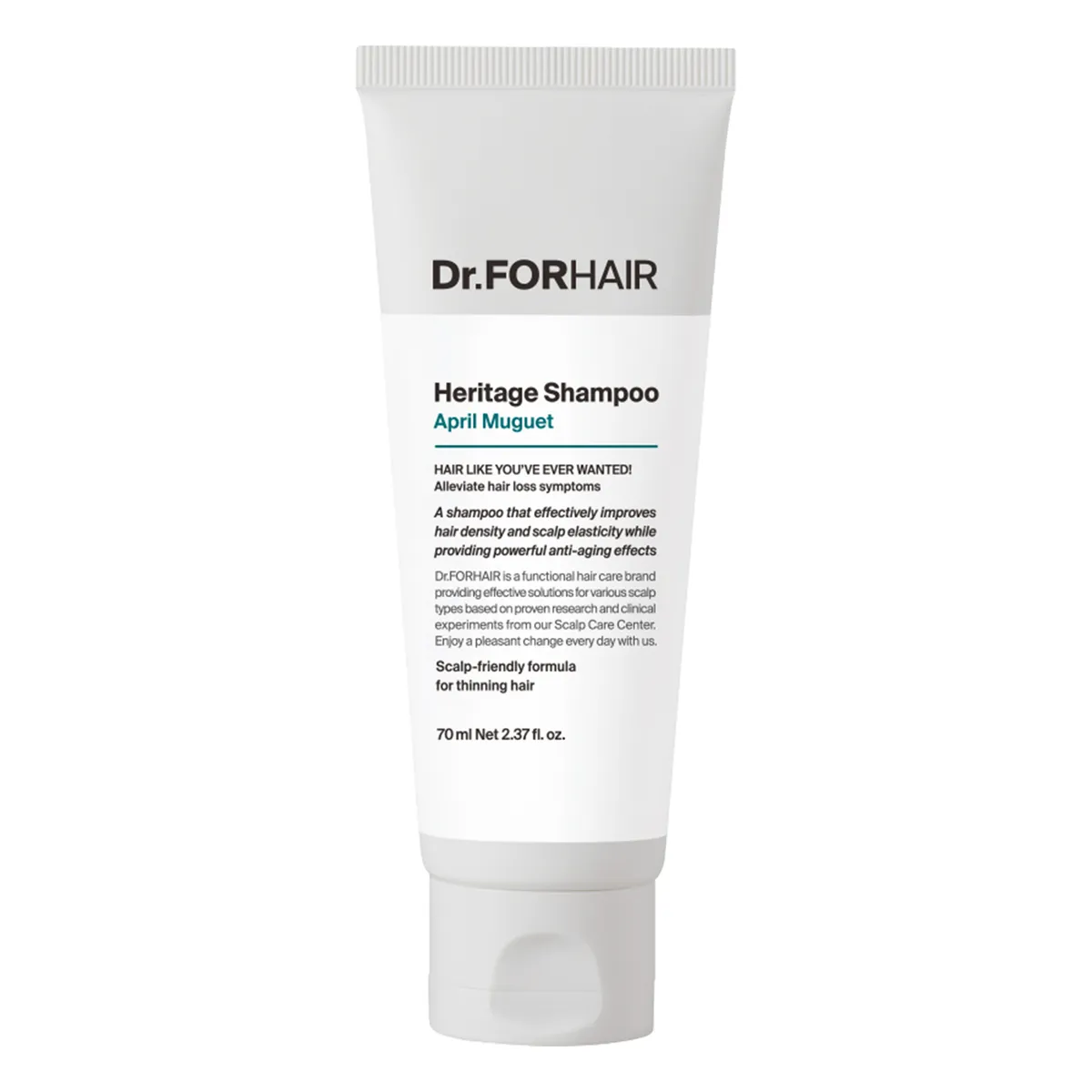Антивозрастной шампунь для ослабленной кожи головы и тонких волос Dr.FORHAIR Heritage Shampoo April Muguet 70 мл, Миниатюра