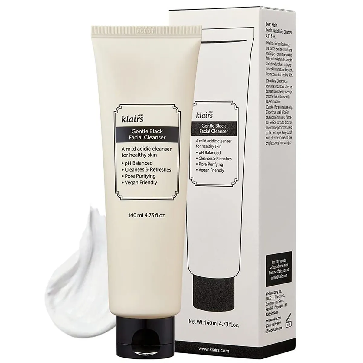 Средство для деликатного очищения лица Dear, Klairs Gentle Black Facial Cleanser 140 мл