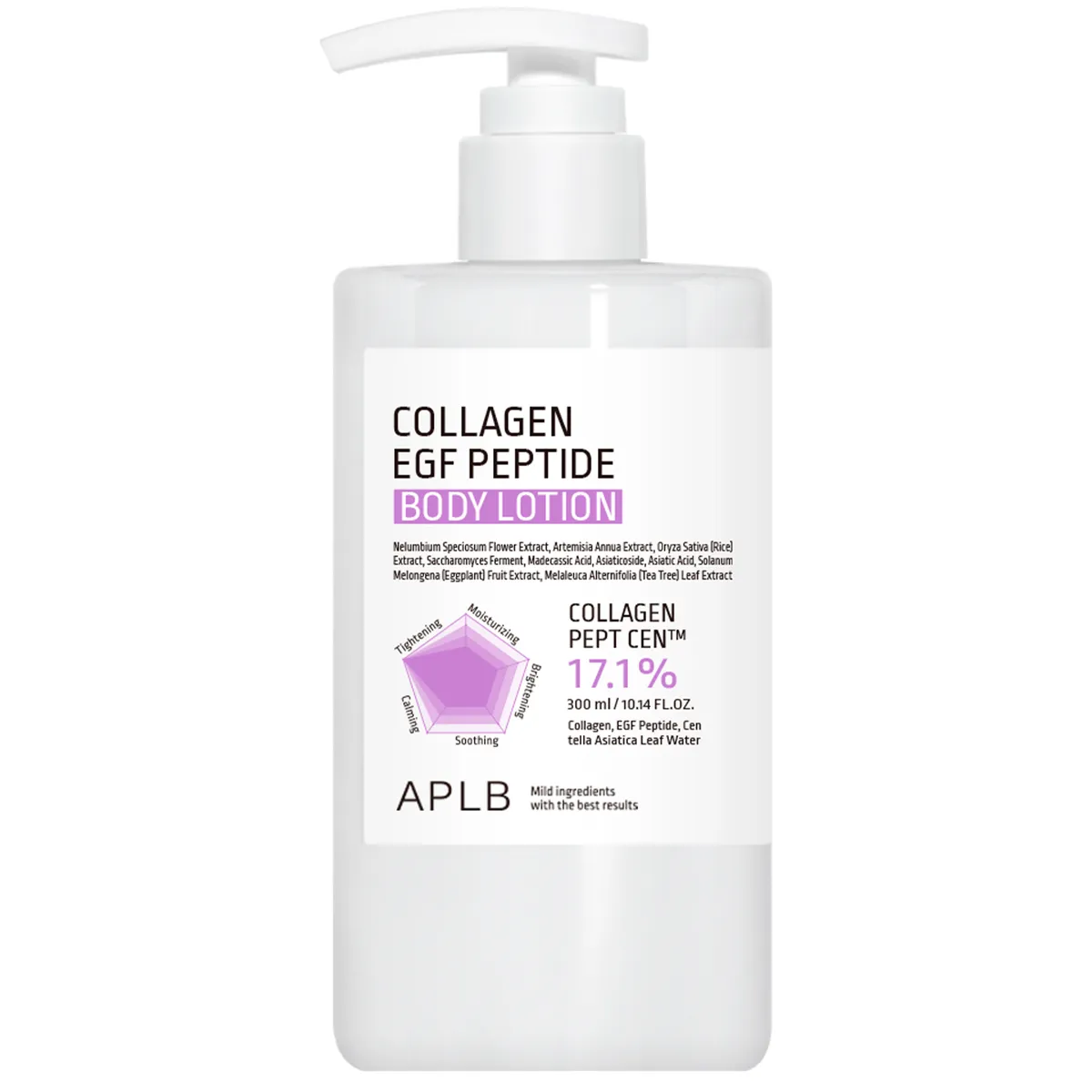 Лосьйон для тіла з колагеном, EGF та пептидами для пружності шкіри APLB Collagen EGF Peptide Body Lotion 300 мл