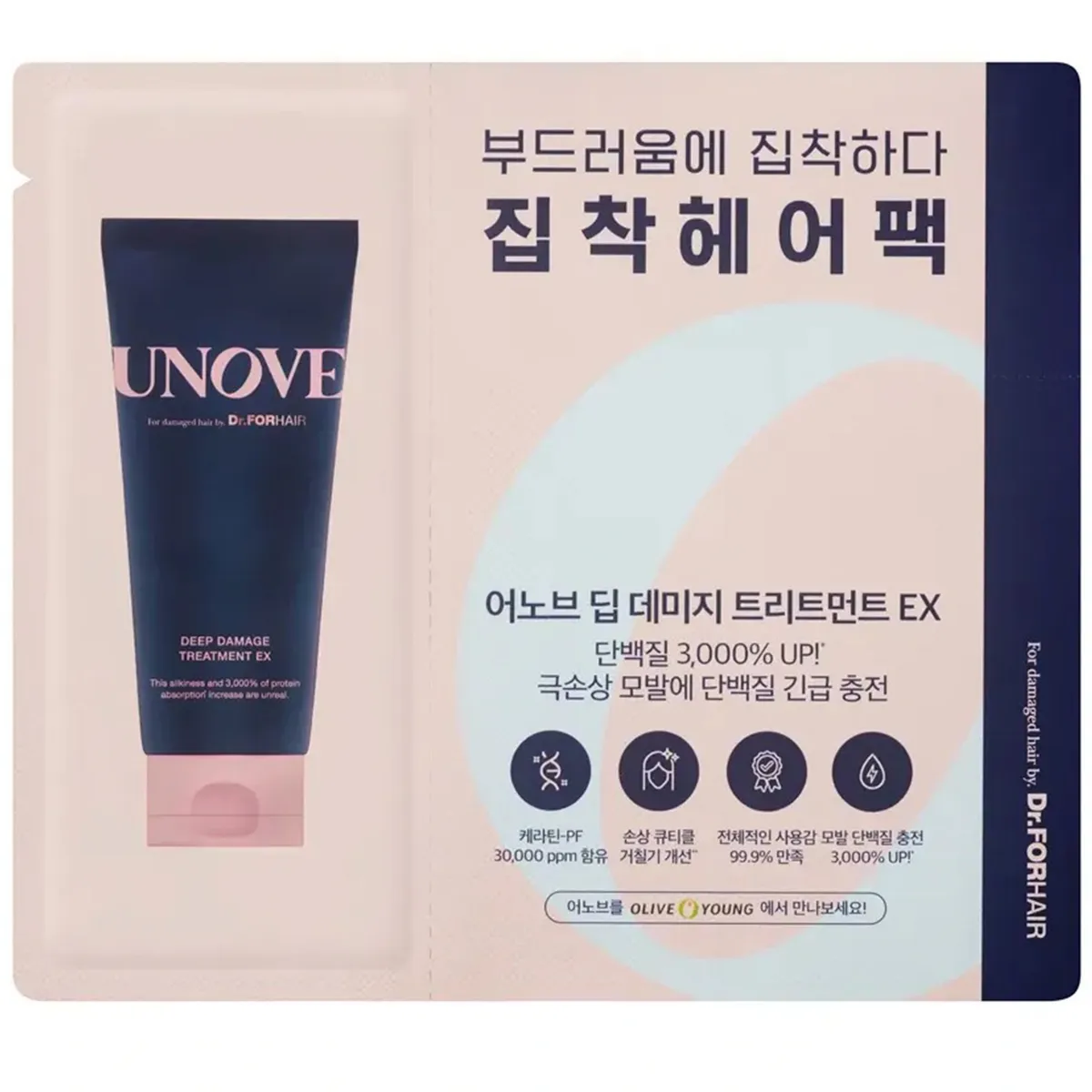 Протеїнова маска для пошкодженого волосся UNOVE Deep Damage Treatment EX Original 40 мл, Мініатюра