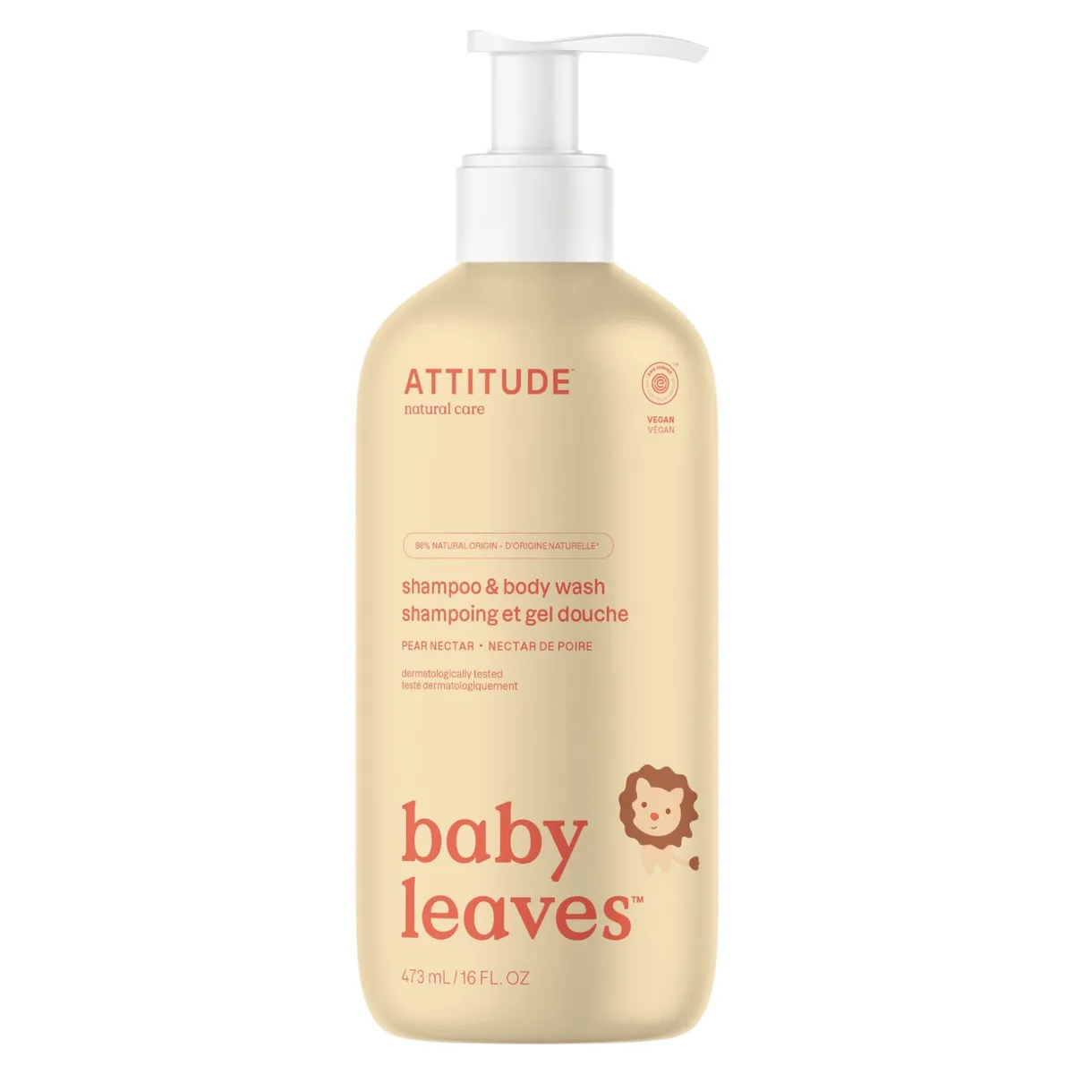 Гель-шампунь для миття тіла та волосся "Грушевий нектар" Attitude Baby Leaves 473 мл
