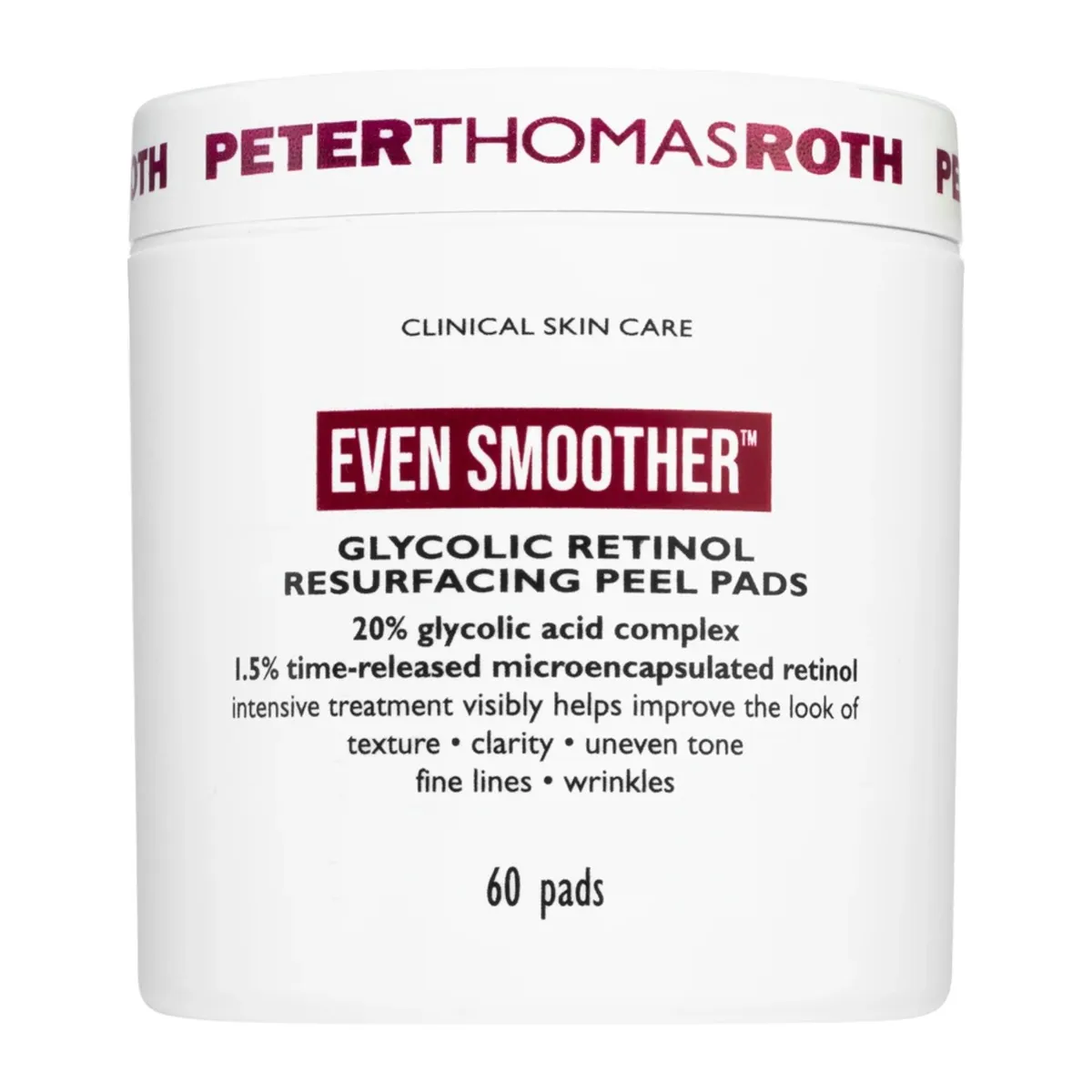Восстанавливающие диски для лица с ретинолом и гликолевой кислотой Peter Thomas Roth Even Smoother Glycolic Retinol Resurfacing Peel Pads 60 шт