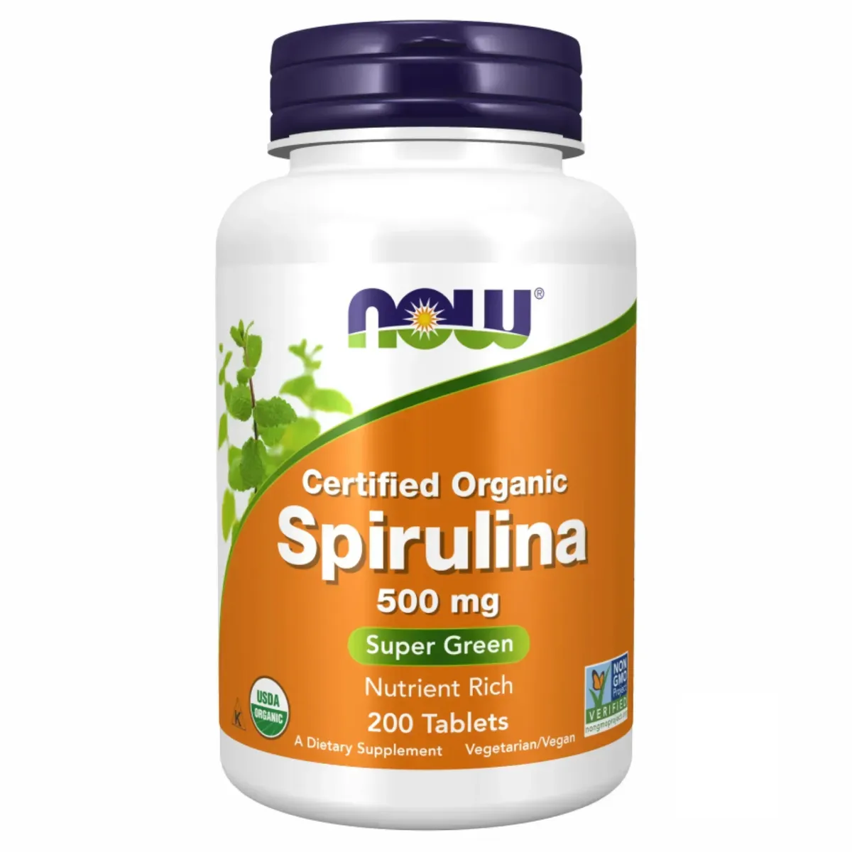 Органическая спирулина 500 мг NOW Foods Organic Spirulina 500mg 200 шт