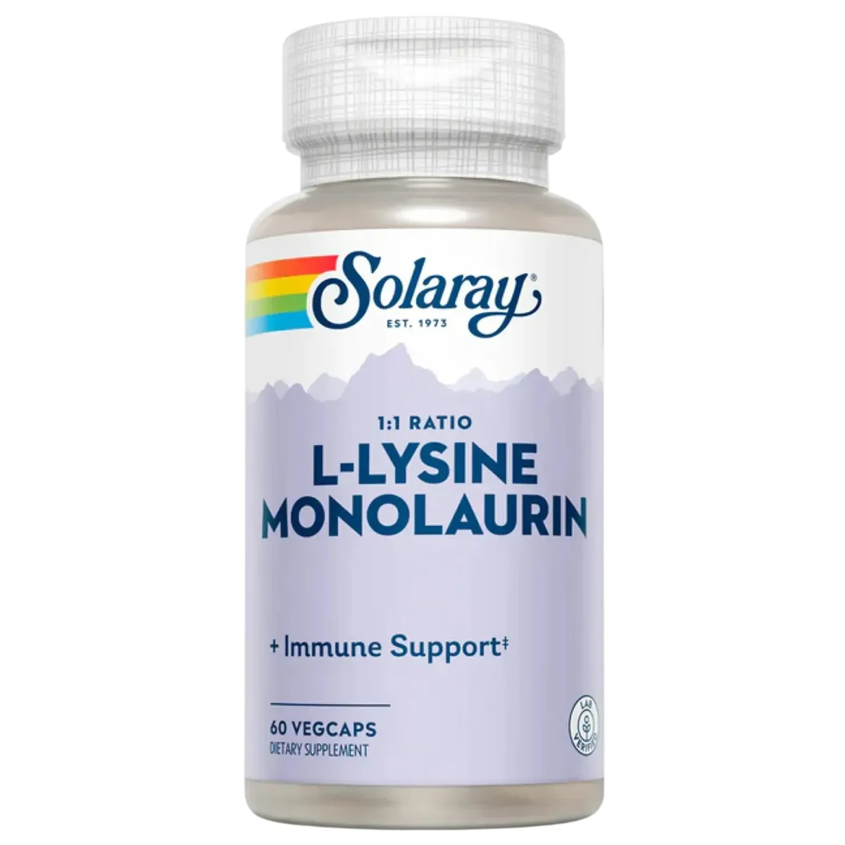 Амінокислоти "L-лізин та монолаурин" Solaray L-Lysine Monolaurin 1:1 60 шт