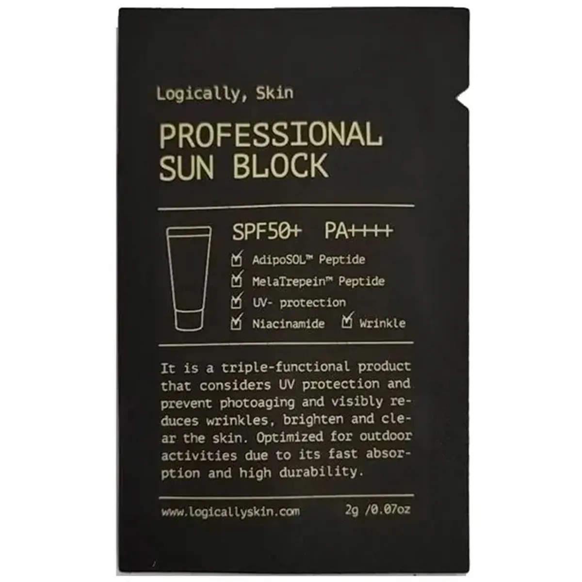 Сонцезахисний крем Logically, Skin Professional Sun Block SPF50+ PA++++ 2 г Саше (Тестер)