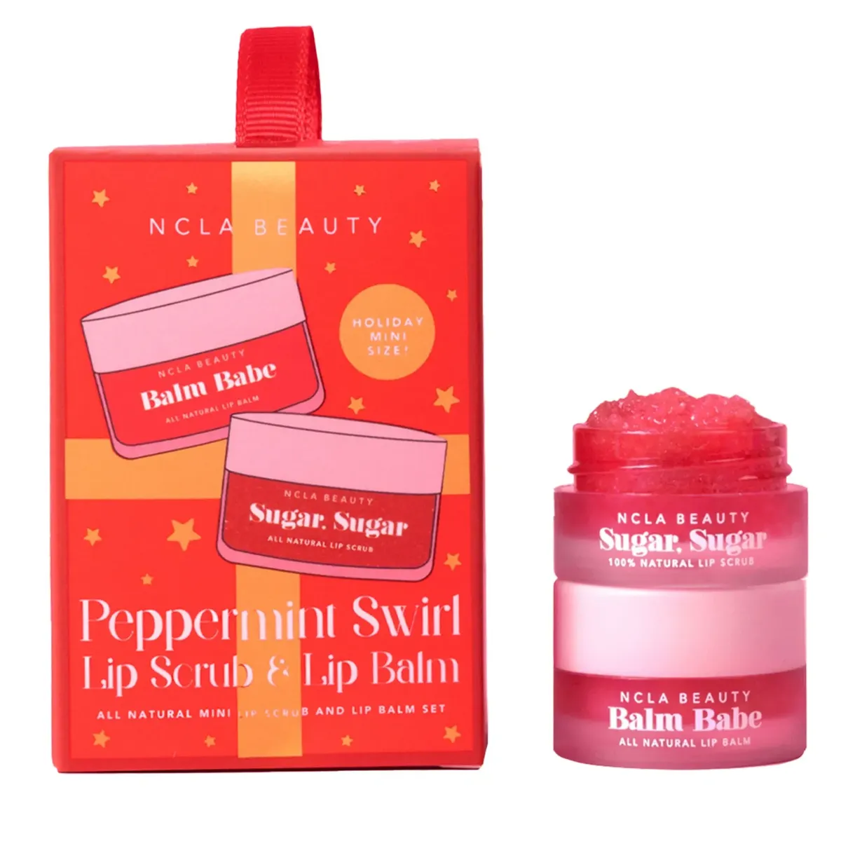 Подарочный мини-набор «Рождественский мятный леденец» NCLA Beauty Peppermint Swirl Ornament Lip Care Set 2 в 1