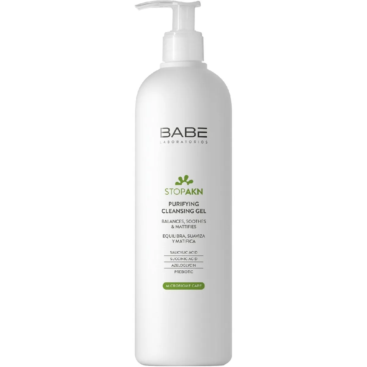 Очищающий гель для жирной и проблемной кожи BABE Laboratorios Stop AKN Microbiome Care Purifying Cleansing Gel 400 мл