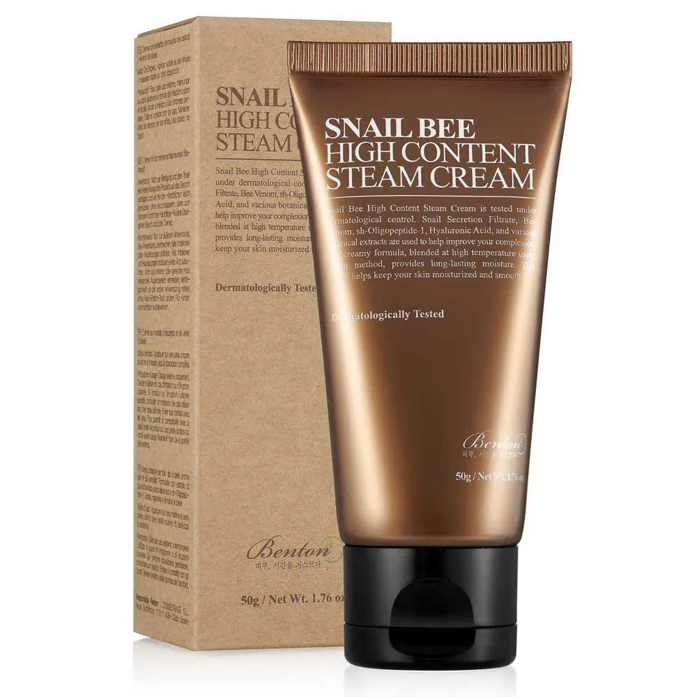 Крем з муцином равлика і бджолиною отрутою Benton Snail Bee High Content Steam Cream 1.2 г, Саше (Тестер)